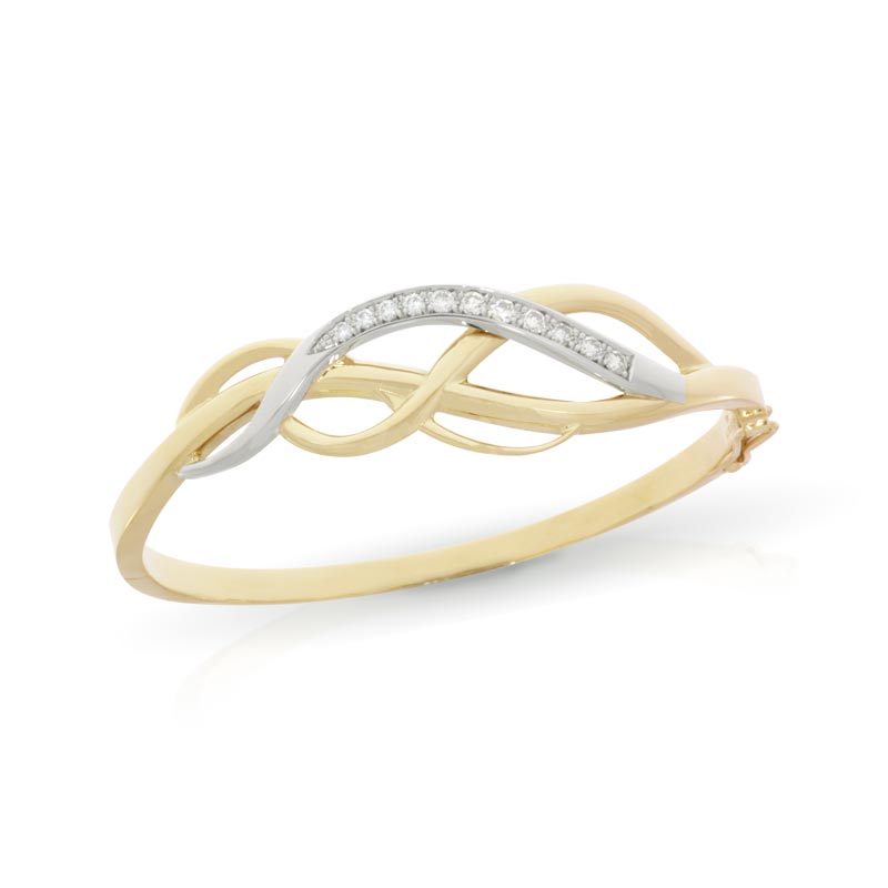 Armreif in Gelbgold und Weißgold mit Brillanten